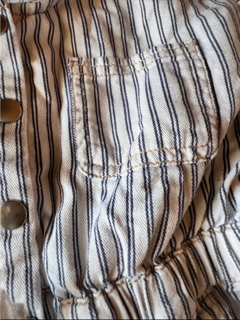 Old Navy 2T Blue & Cream Striped Utility Romper | Button Front | Summer neutral